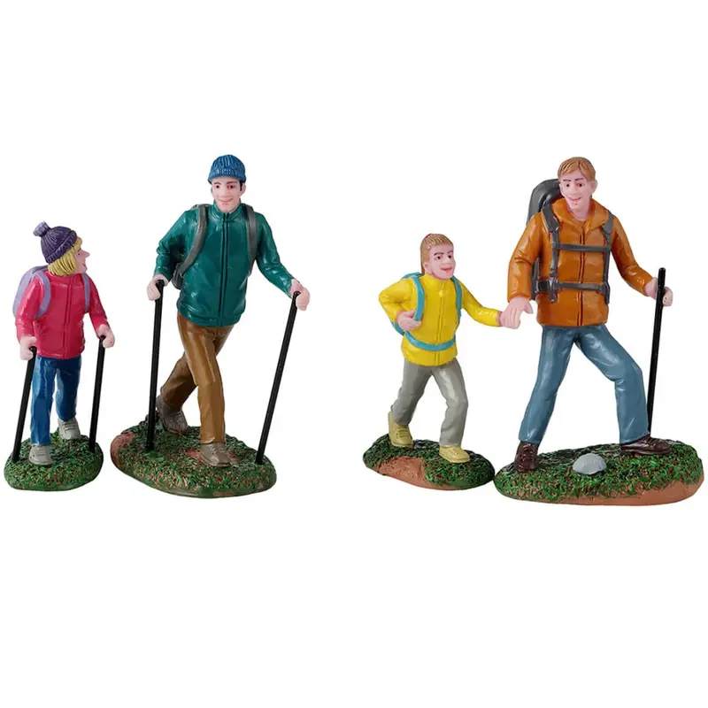 Lemax Vail Village Figurines: Father and Daughter Hikers, Set of 4 #42313