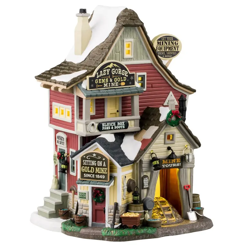 Lemax Vail Village Lighted Building: Lazy Gorge Gems & Gold Mine #45233
