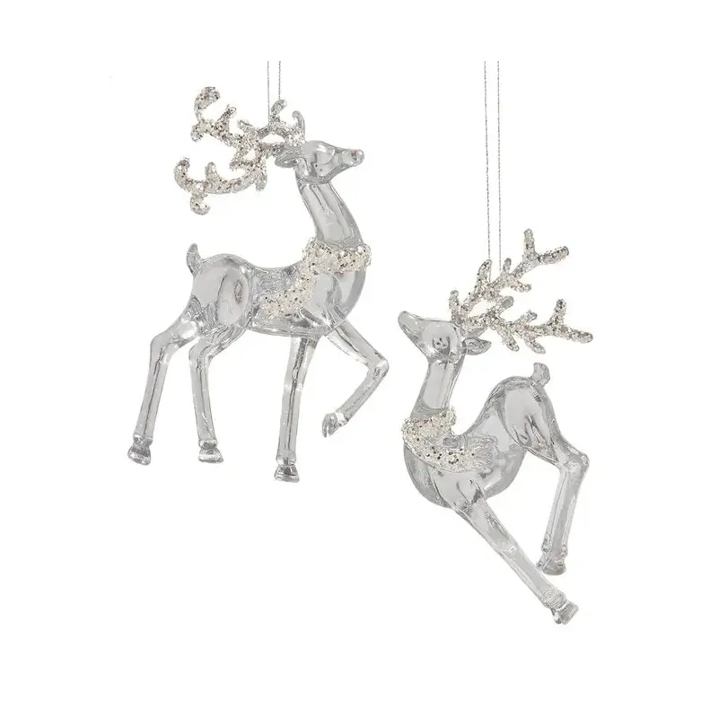 Transparent Deer with Silver Glitter Ornament