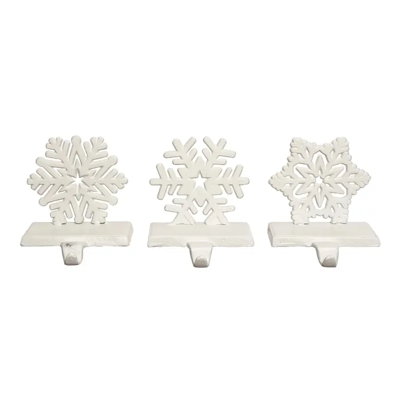 White Cast Iron Snowflake Stocking Holder