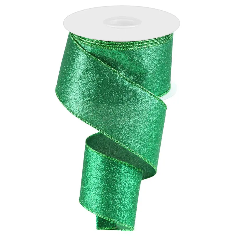10 Yards of Emerald Green Shimmer Glitter Ribbon