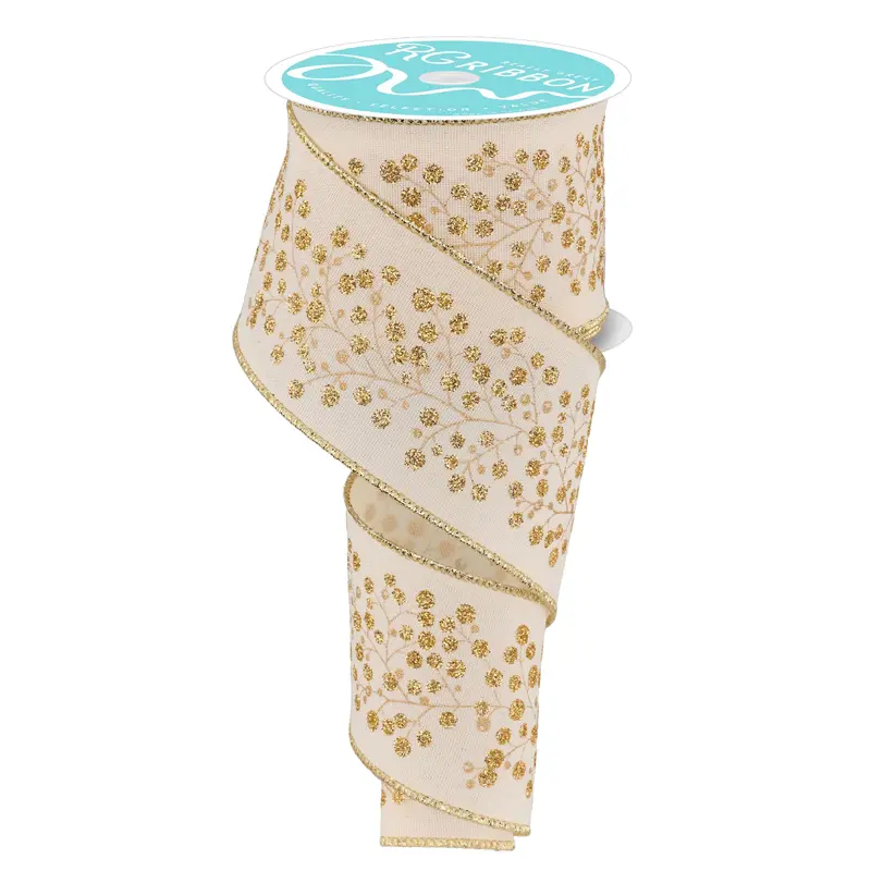 10 Yards of Gold Snowberry Ribbon