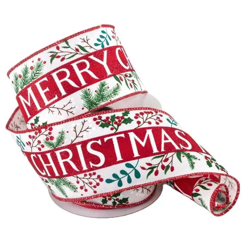 10 Yards of Holly & Mistletoe Merry Christmas Ribbon