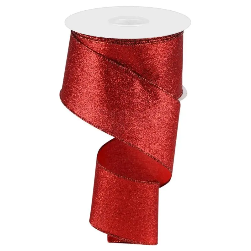 10 Yards of Shimmer Red Ribbon with Wired Edges
