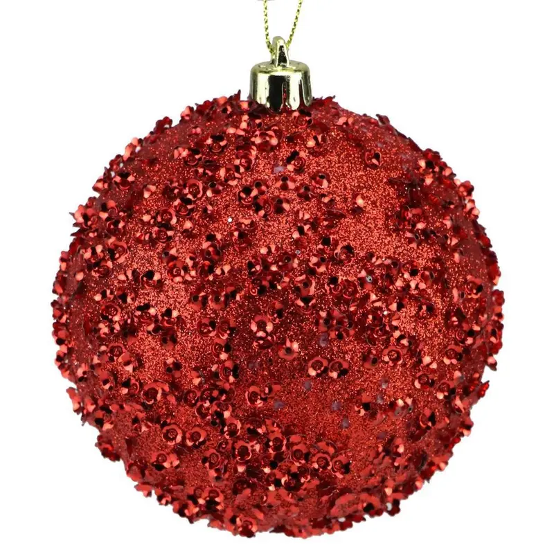 100MM Red Sequin Glitter Plastic Ornament