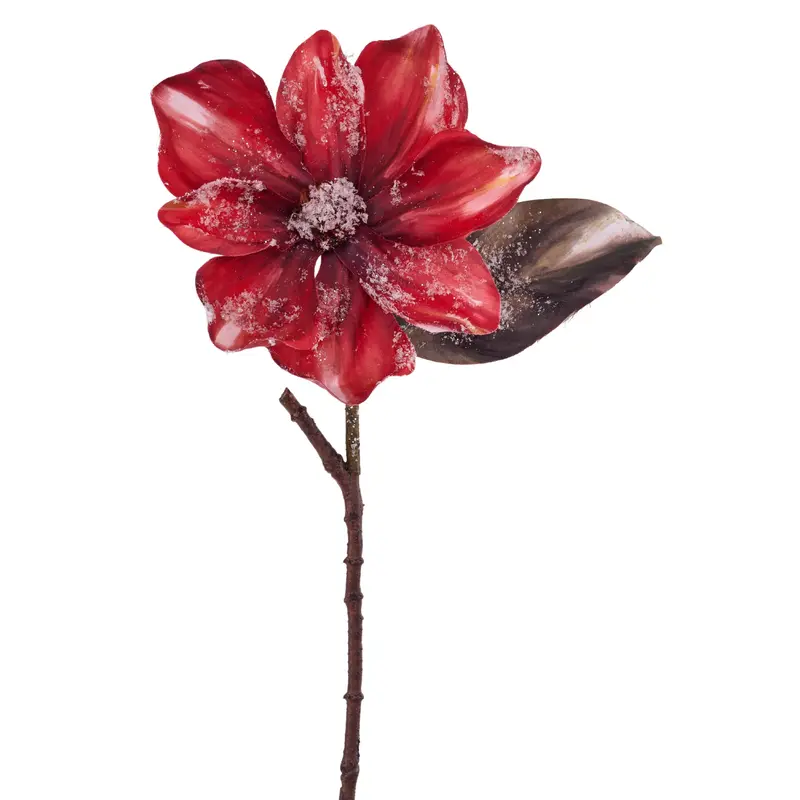 17" Red Magnolia Flower Stem