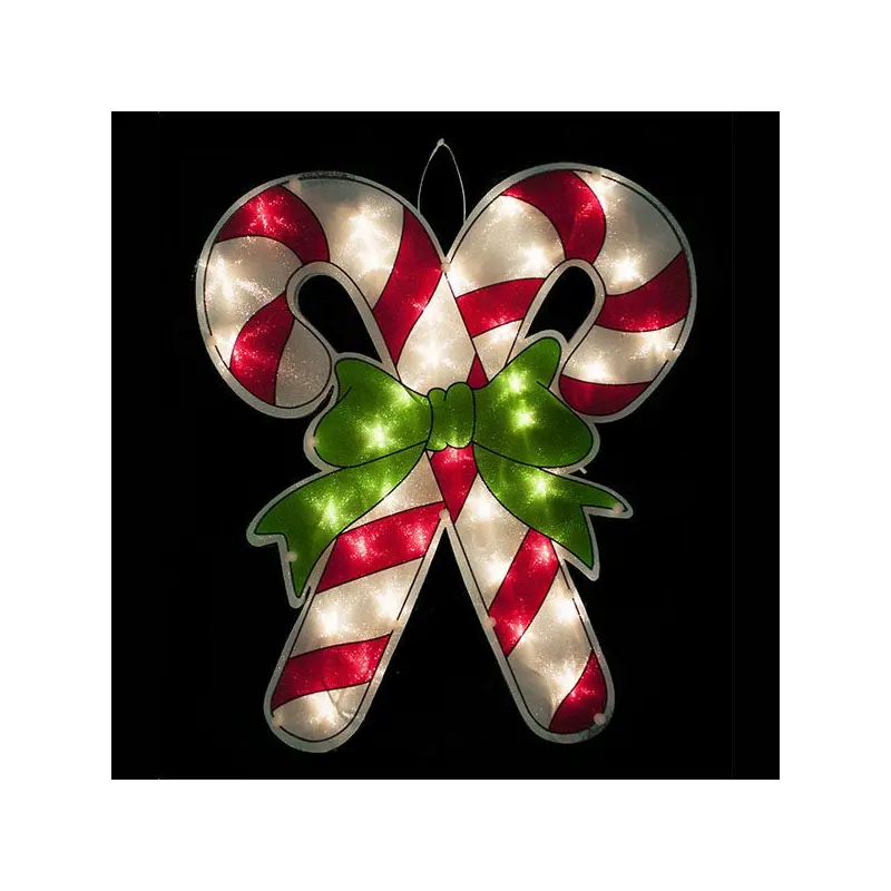 18" Glazed Double Candy Cane Window Plaque