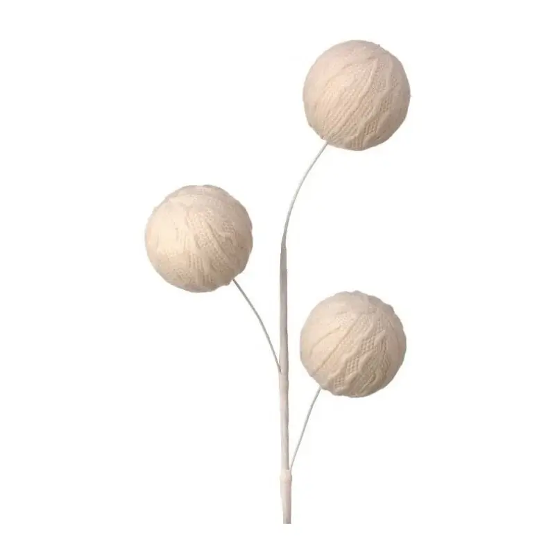 28" Cream Sweater Ball Pick Spray