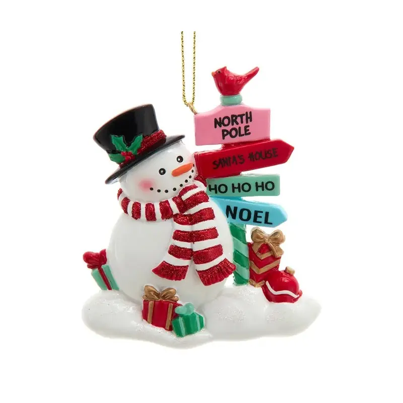 3.5" Snowman North Pole Sign Ornament for Personalization