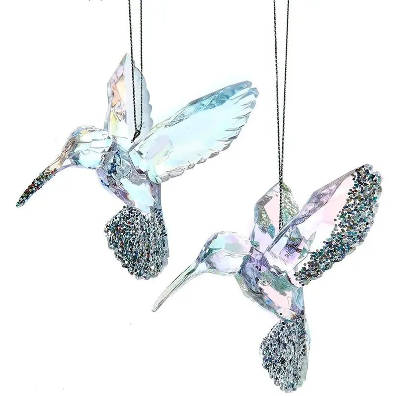 3.75" Opalescent Glittered Bird Ornament