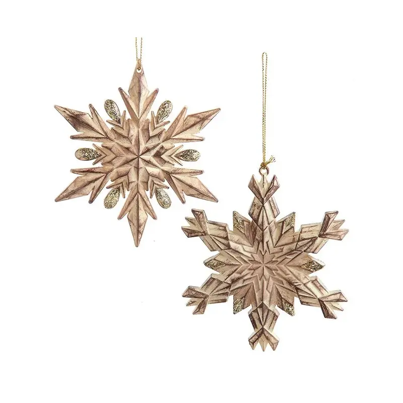 4.6" Distressed Glittered Snowflake Ornament