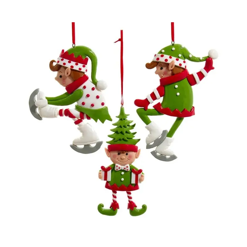 4.7" Red, White & Green Elf Ornament