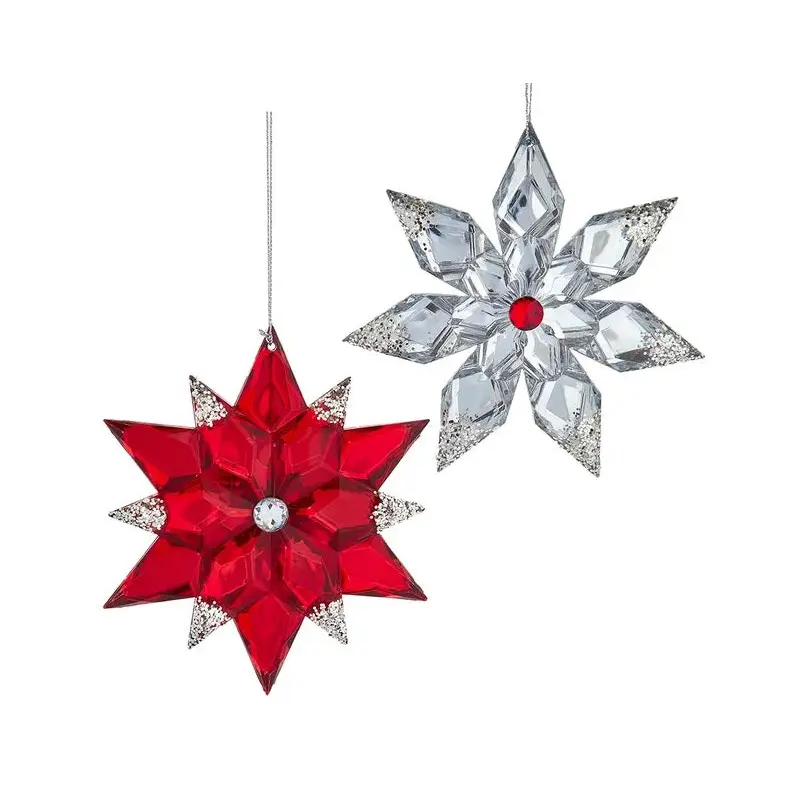 5.1" Red & Silver Snowflake Ornament