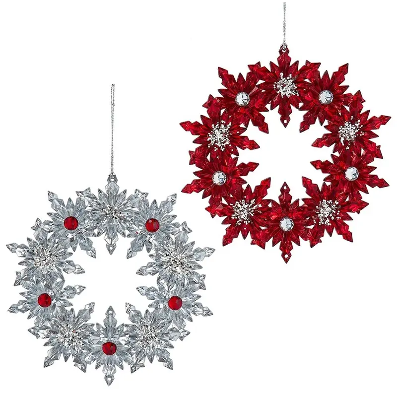 5.3" Red & Silver Wreath Ornament