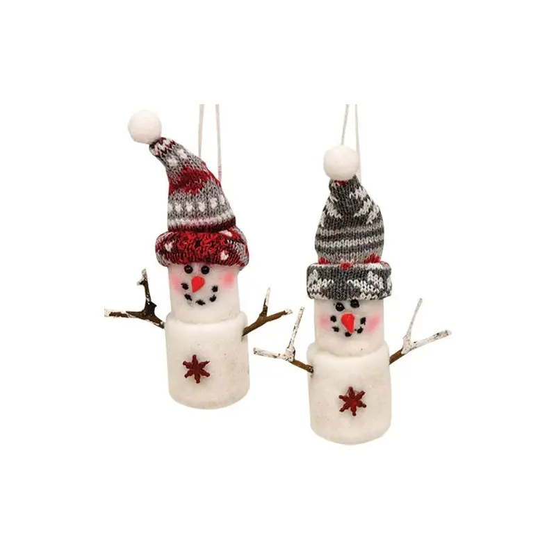 5.5" Plush Holiday Marshmallow Snowman Ornament