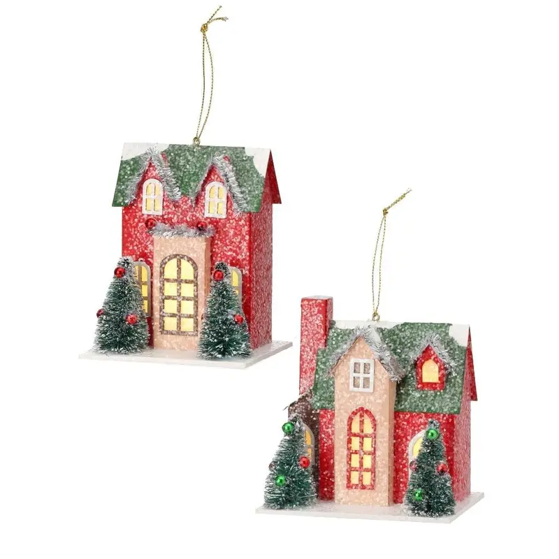 5.5" Snow-Kissed Vintage LED Townhouse Manor Ornament
