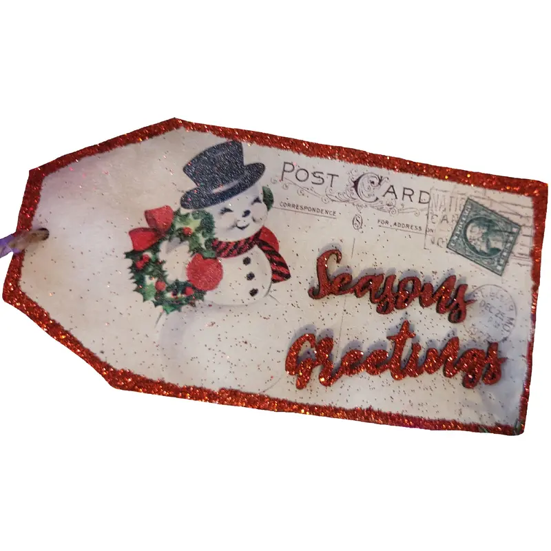 5" MDF Vintage Gift Tag Ornament