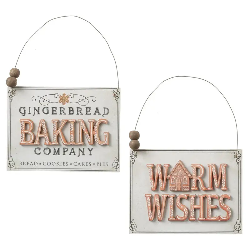 5" Wooden Gingerbread Sign Christmas Ornament