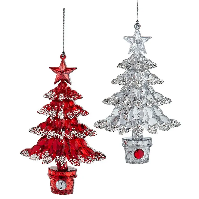 6.3" Red & Silver Christmas Tree Ornament