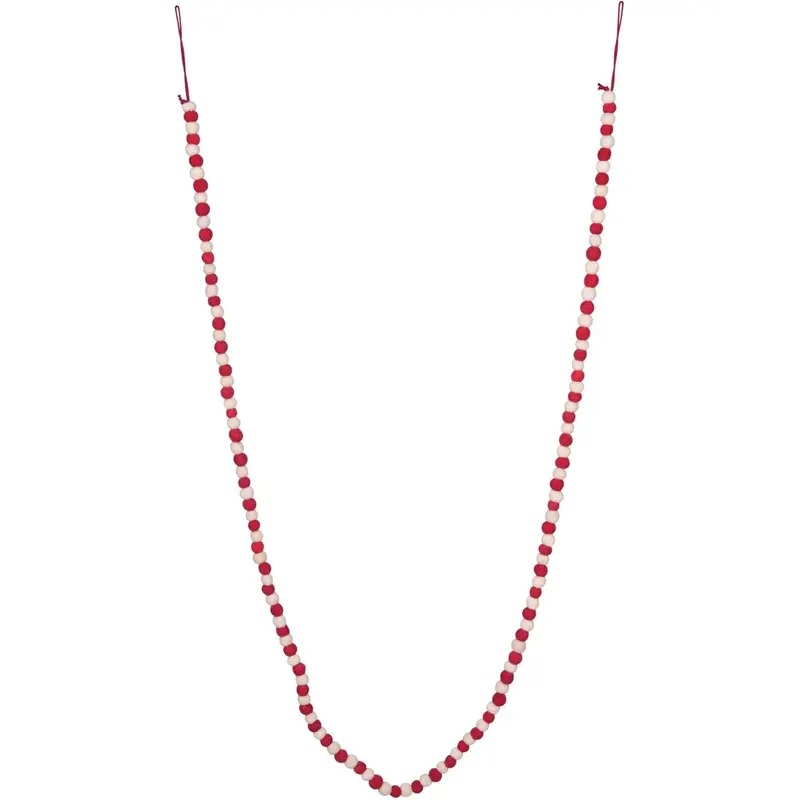 6' Red & White Wool Felt Ball Garland