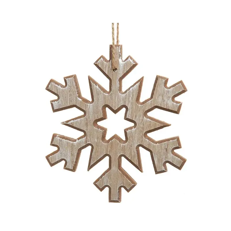 6" Small Wooden Christmas Snowflake Ornament