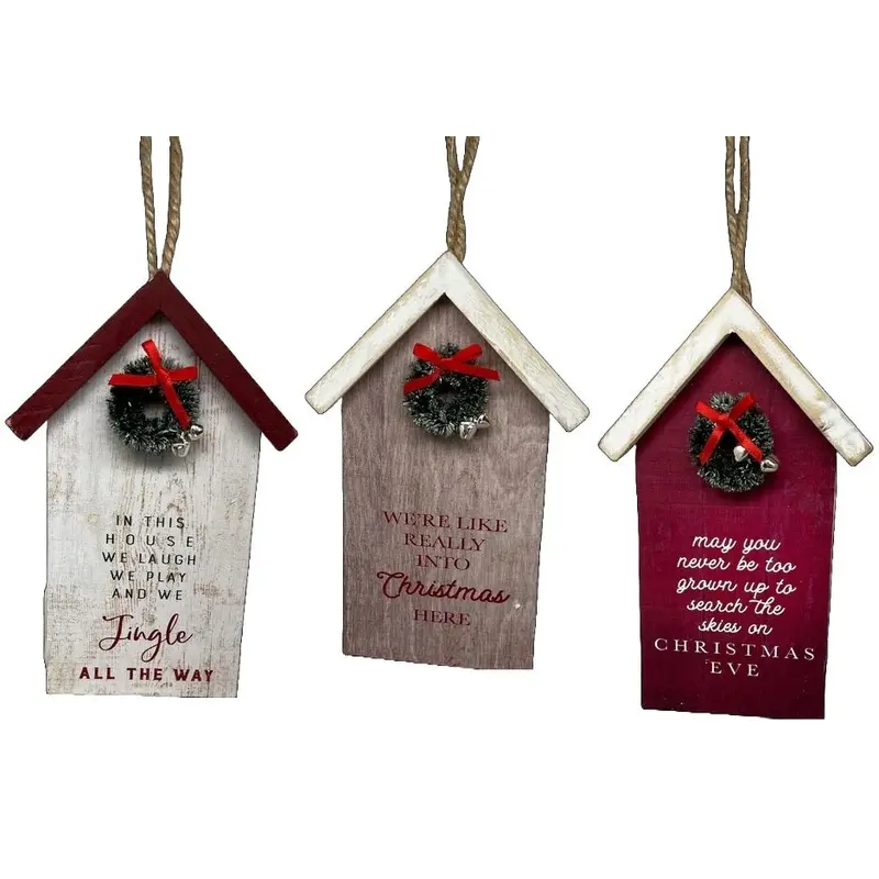 6" Vintage Wooden Holiday Sign Ornament