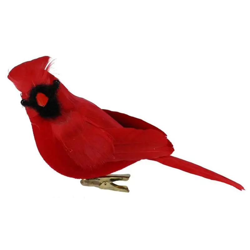 7" Feather Cardinal Clip-On Ornament