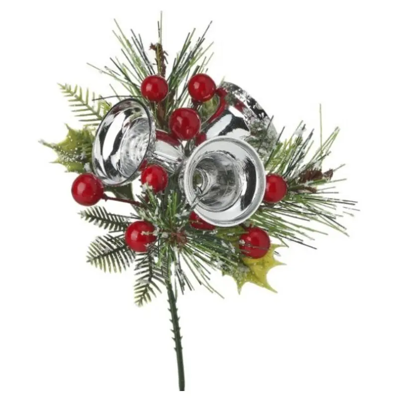 7" Retro Silver Bell & Berry Pick Spray