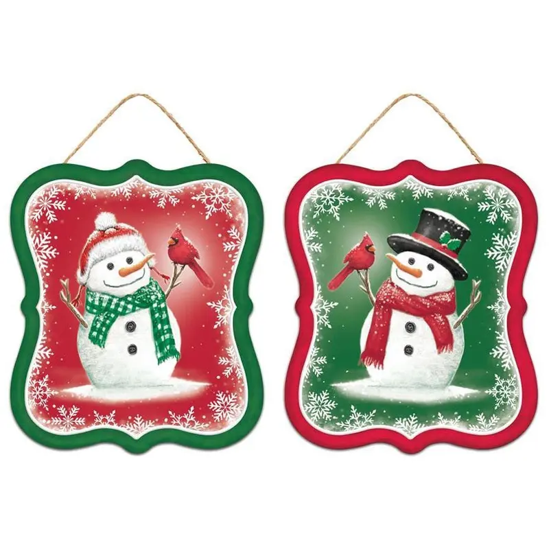 7" Snowman & Cardinal Sign Ornament
