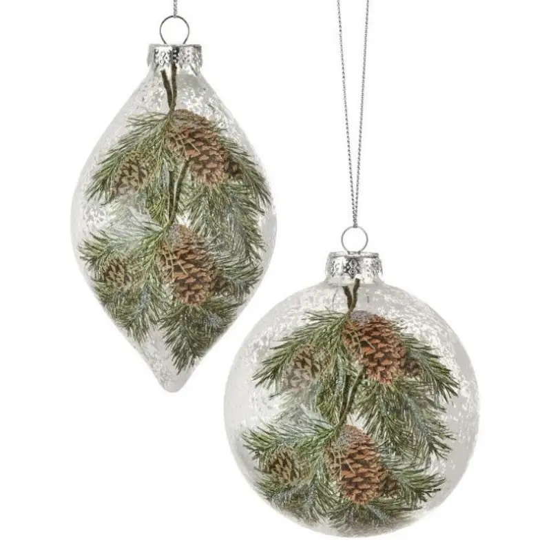Glass Pine Bough Ornament (Ball/Finial)