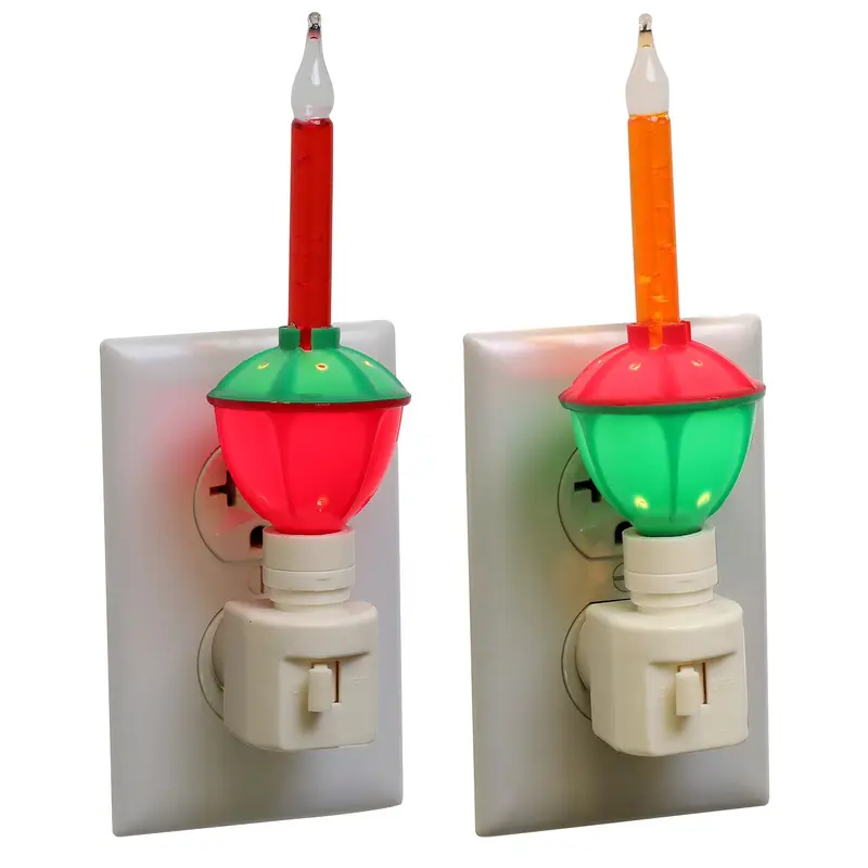 Incandescent Bubble Night Light with Red & Green Base