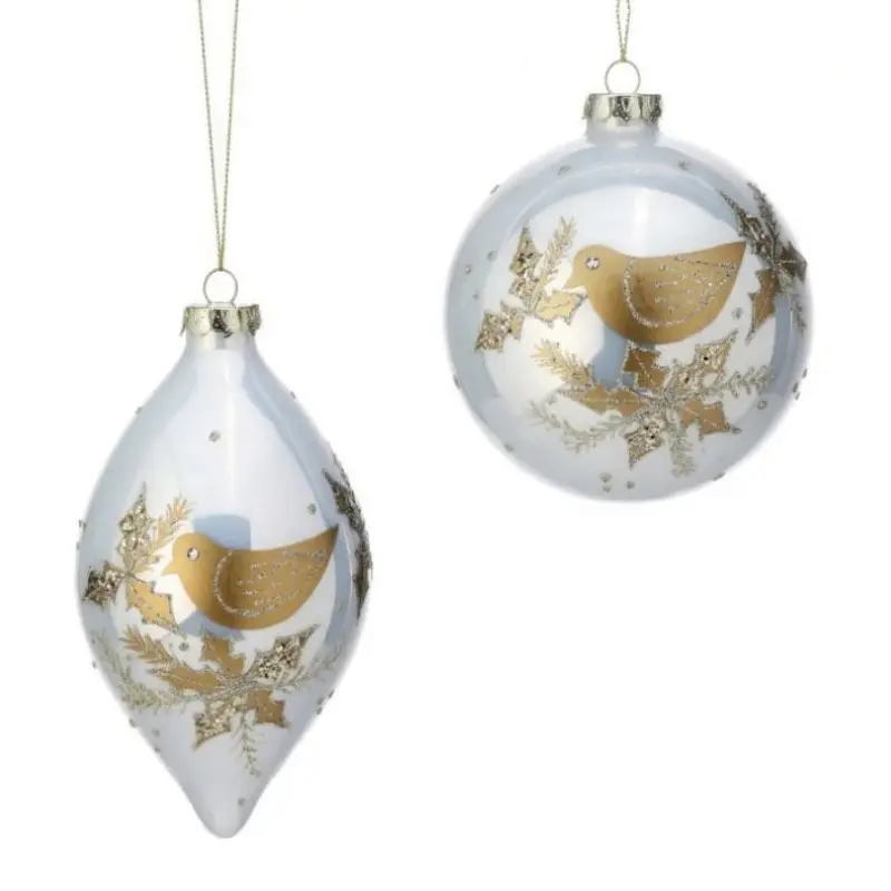 Pearl & Gold Dove Glass Ornament