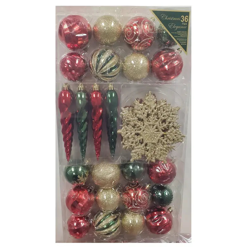 Set of 36 Unbreakable Christmas Ornaments