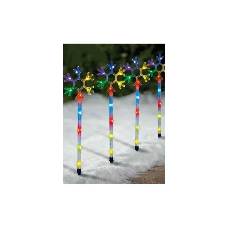 Set of 4 LED Programmable Smart Snowflake Driveway Markers - Remote & App Control