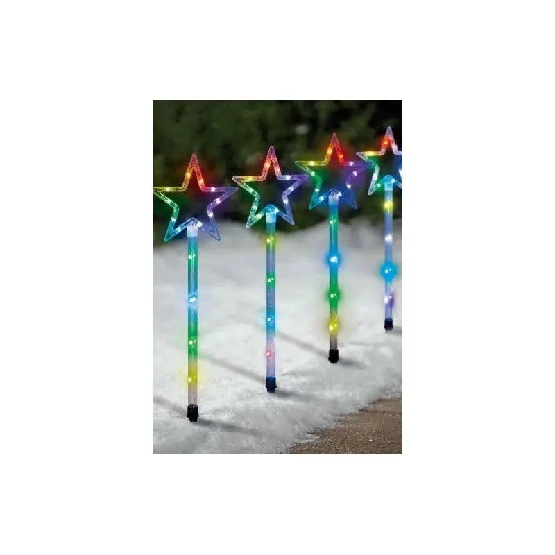 Set of 4 LED Programmable Smart Star Driveway Markers - Remote & App Control