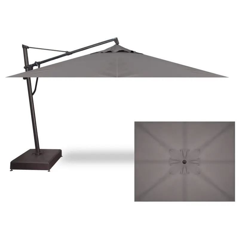 10'x13' AKZ Rectangular Cantilever Umbrella in a Black Frame with a Charcoal Canopy