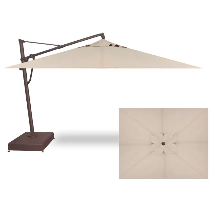 10'x13' AKZ Rectangular Cantilever Umbrella in a Bronze Frame with a Champagne Canopy