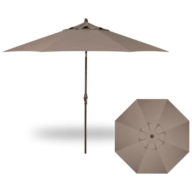 11' Collar Tilt Market Bronze Frame Taupe Canopy Umbrella