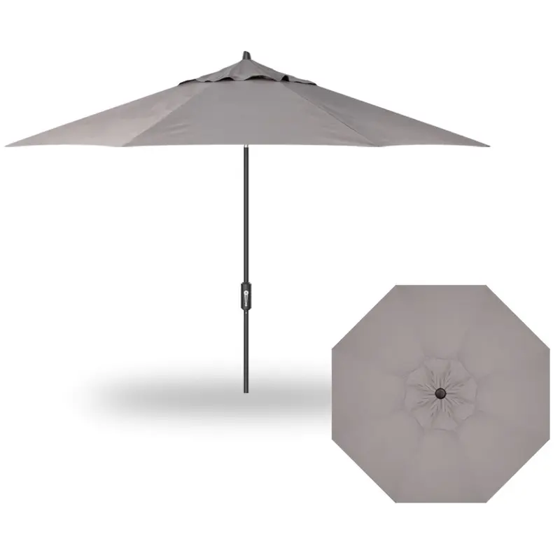 11' Flex Auto Tilt Market Black Frame Boulder Canopy Umbrella Thin Pole
