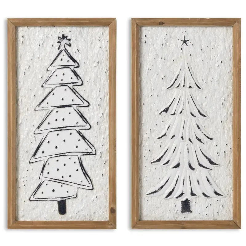 15.75" Framed Rustic Christmas Tree Wall Art
