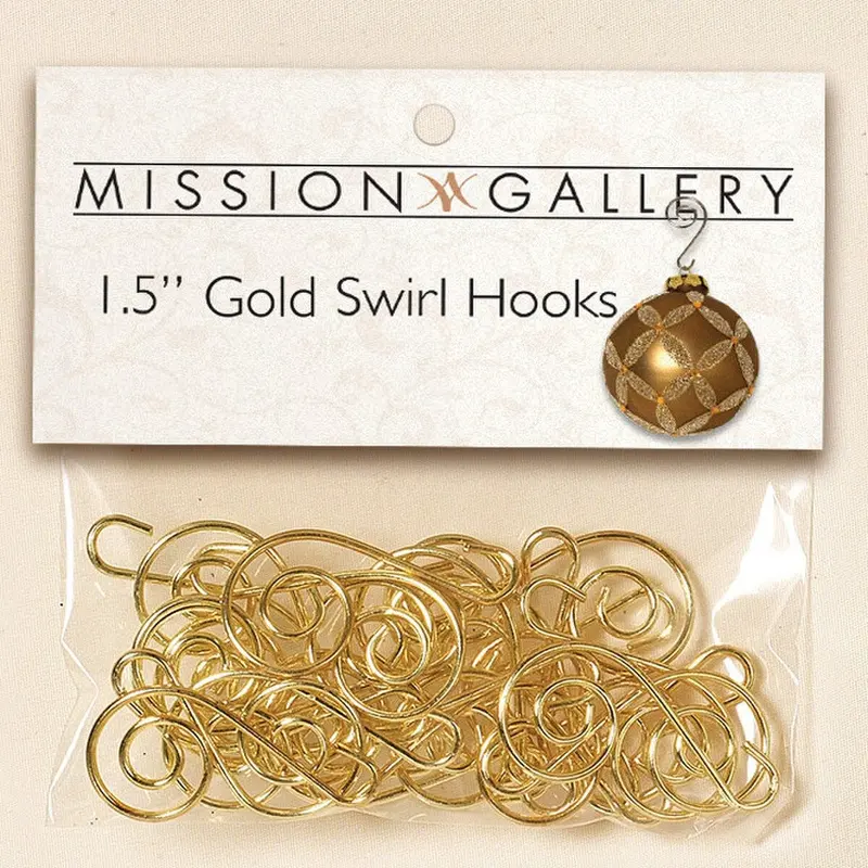 24-Pack of Gold Swirl Ornament Hooks