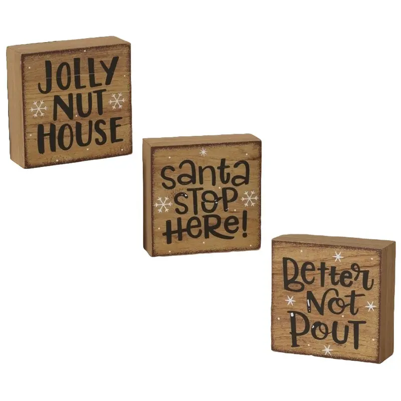 3.94" Wood Holiday Design Block