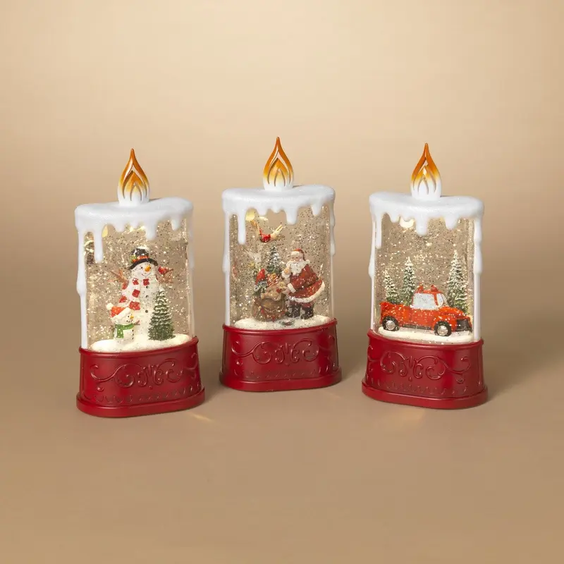 7.88" Battery-Operated Spinning Water Globe Candle Decoration