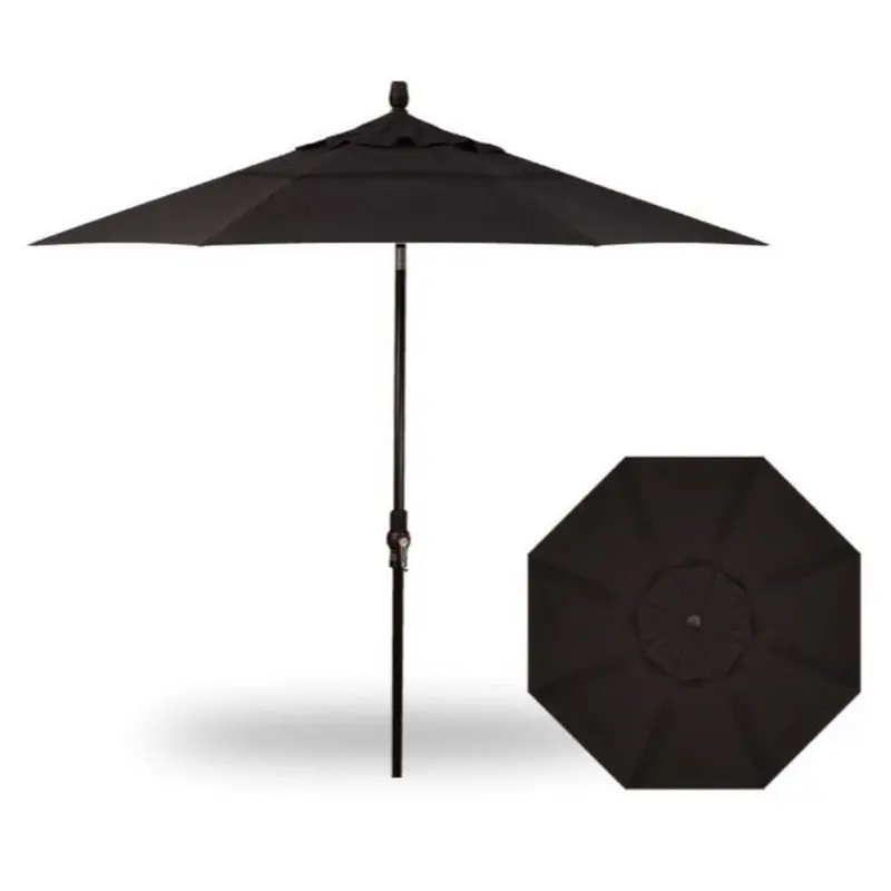 9' Collar Tilt Market Black Frame Black Canopy Umbrella