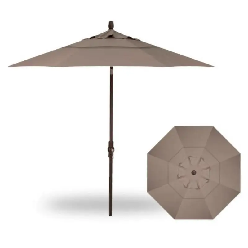 9' Collar Tilt Market Bronze Frame Taupe Canopy Umbrella