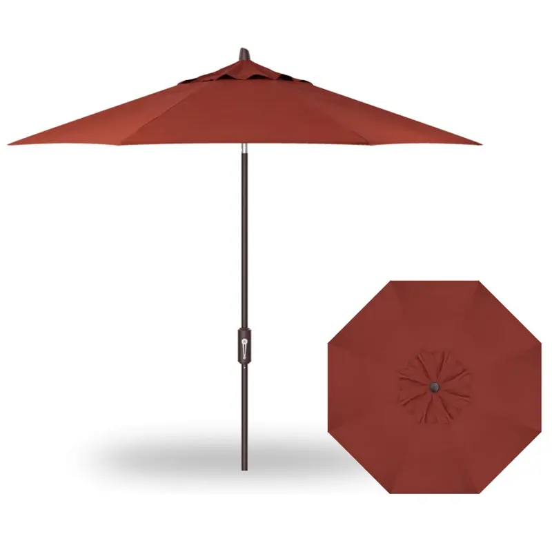 9' Flex Auto Tilt Market Bronze Frame Auburn Canopy Umbrella Thin Pole