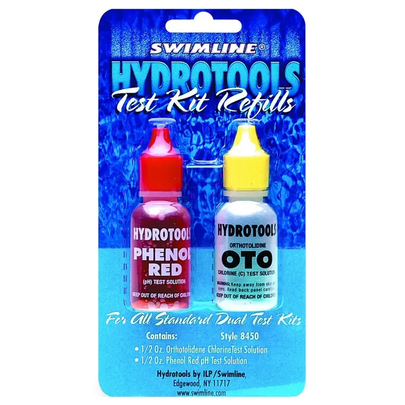 Water Test Kit Refill - Replacement OTO Chlorine Test and Phenol Red Solutions