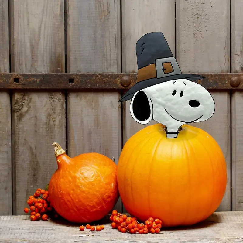 Peanuts Pilgrim Snoopy Pumpkin Press-In Decoration