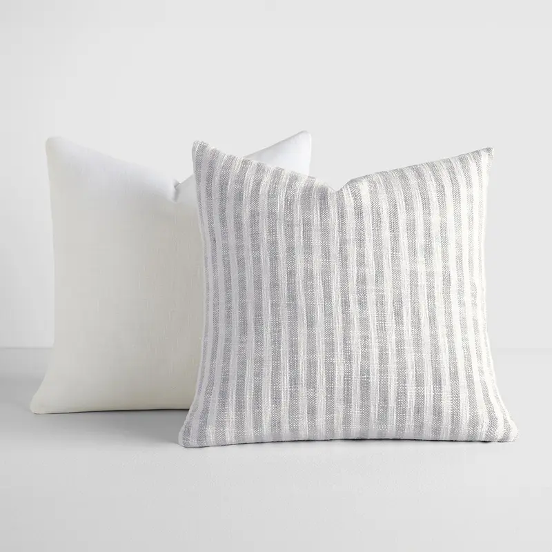 2-Pack Yarn-Dyed Bengal Stripe / Solid Dcor Throw Pillows