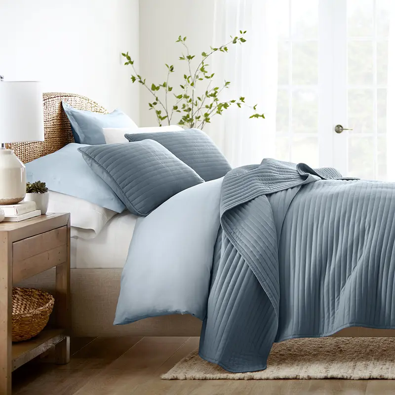 Sale - 3-Piece Stripe Stitch Quilted Coverlet Set
